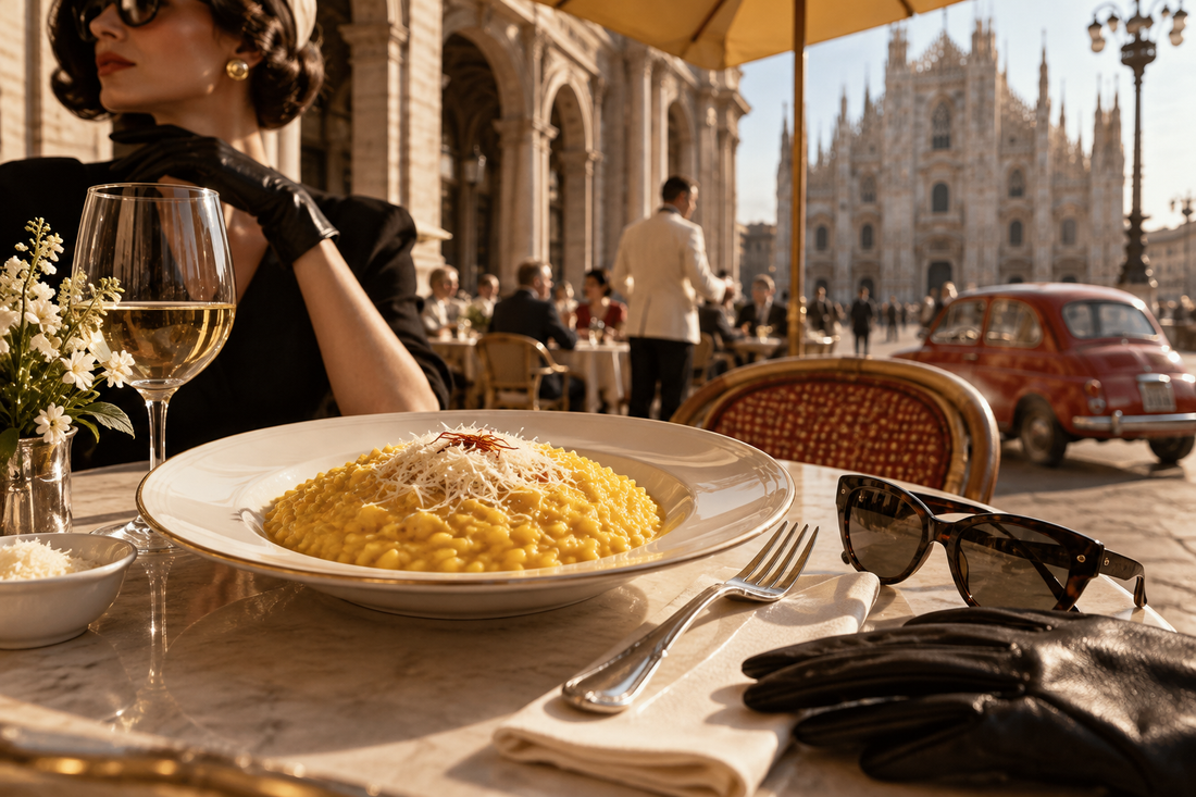 Risotto alla Milanese in an elegant vintage Milan cafe